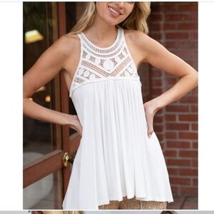 POL Crochet Babydoll Sleeveless Tank Top Womens Size Small